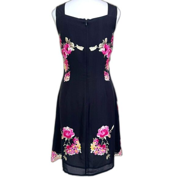 Vintage Sleeveless Silk Floral Fare Square Neck - Picture 2 of 6